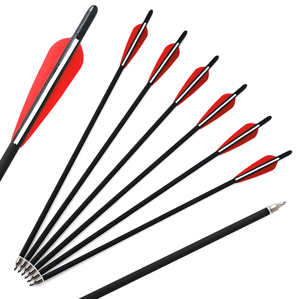 6 шт./лот карбоновая стрела 17 &quot20&quot 22 &quotарбалетные болты с 4&quot перьями лопасти и
