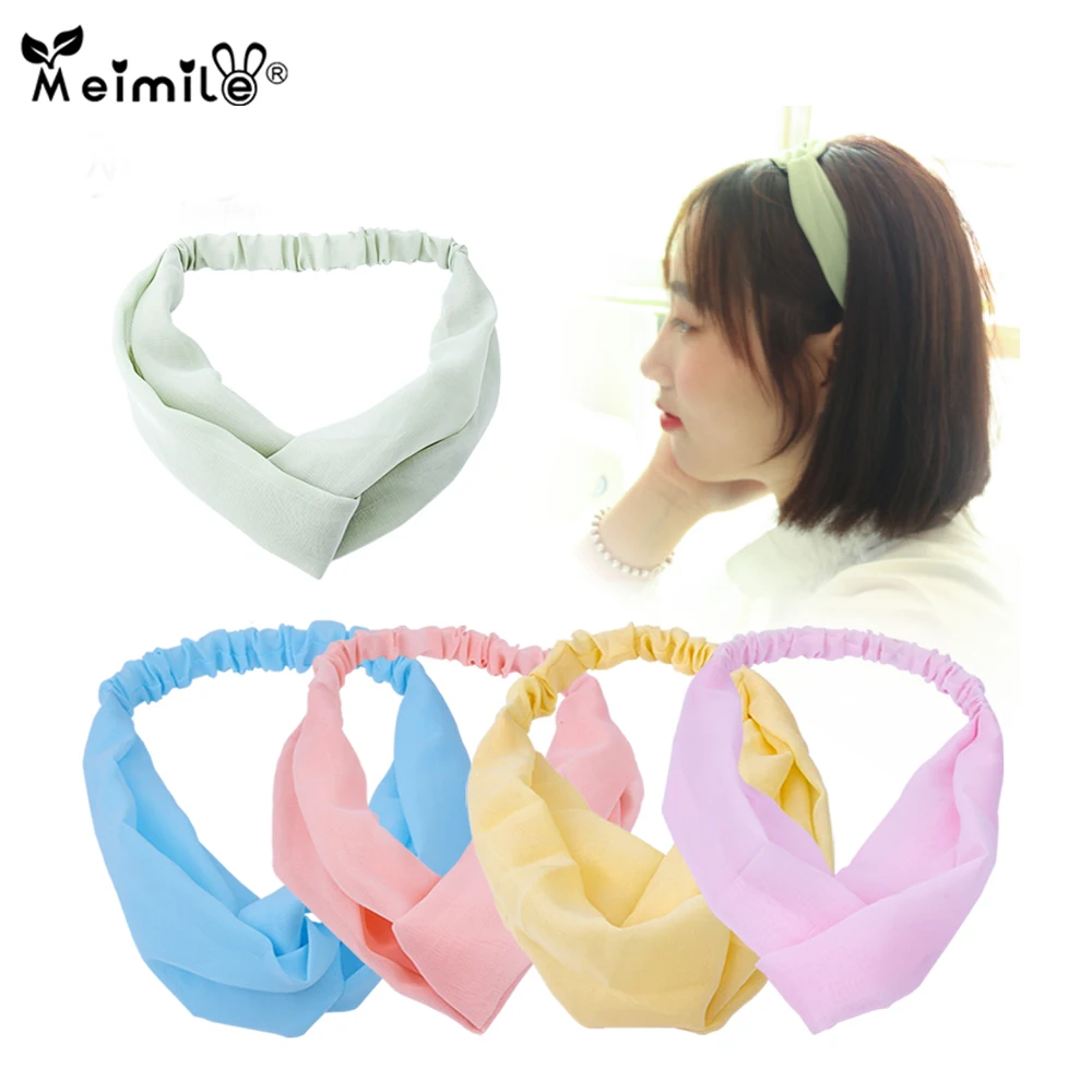 

Meimile women Pure Color Bandana Headscarf Hair Accessories Girls Striped Elastic Headband Headscarves Holiday Gifts