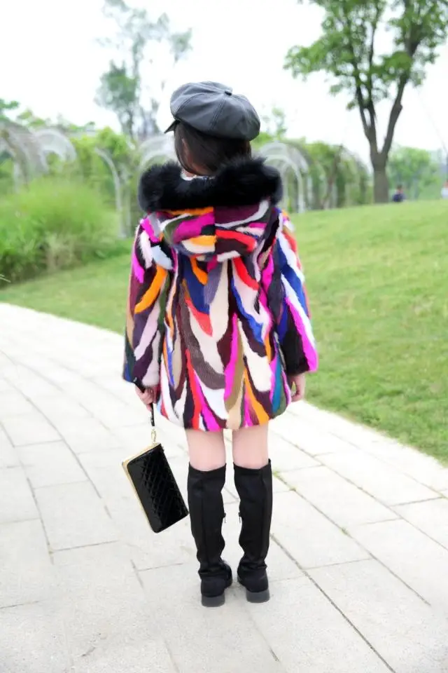 Новое Детское пальто из натурального меха норки с капюшоном лисьего детская