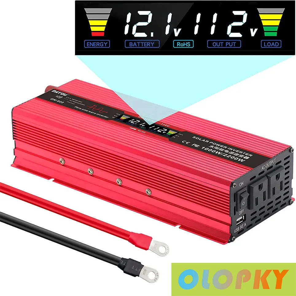 2021 чистый синусоидальный инвертор 1000 Вт Инвертор пиковый 2200 преобразователь