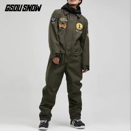 GSOU SNOW One Piece Ski Suit Women Men Snowboard Couple Style Windproof Waterproof Skiing Jacket Winter Male Female | Спорт и