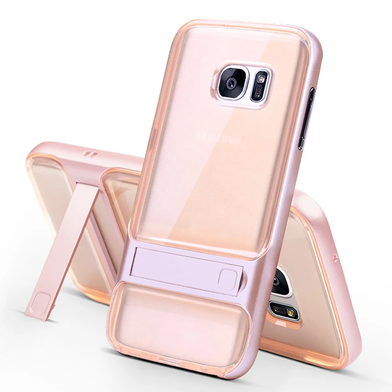 Crystal Rose Gold Абсолютно 3D Гибридный чехол для samsung Galaxy S7 подставка силиконовая крышка 5," TPU PC 360 полный защитный samsung S7 Galaxy ys7 Funda - Цвет: Crystal Rose Gold