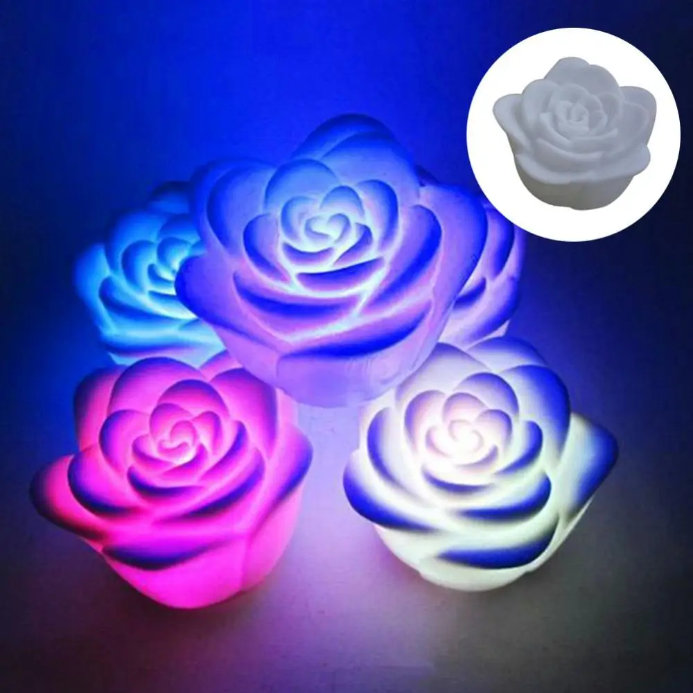 

Night Light Waterproof Floating Rose Flower Color Changing AG13 LED Night Light Home Party Decor 6x6cm