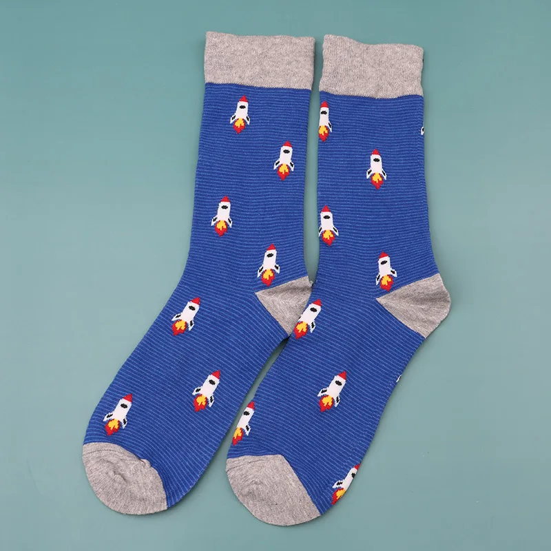 Модные счастливые носки, хлопковые мягкие носки, красивые носки с изображением пингвина, собаки, забавные носки для мужчин, женщин, девушек, художественные носки - Цвет: Мятный