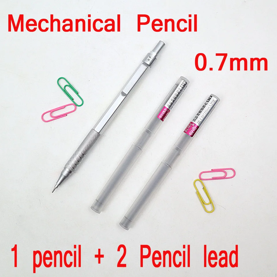 1pcs-0.7- Silver M& G полностью металлический механический карандаш 2B 0,5~ 0,7 мм, высококачественный Серебряный Автоматический карандаш для профессионального письма - Цвет: 1pcs-0.7- Silver