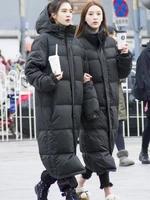 couples winter clothing duck down coat jacket with hoodie x long maxi long ankle length parkas male female plus size xxxxxxl