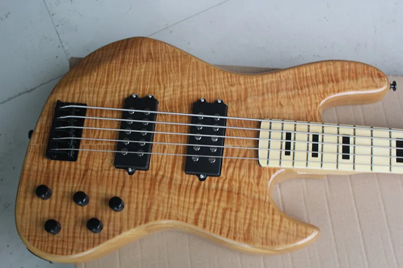 

Quilted Maple top Active 9V Pickup 5 Strings jazz Electric Bass Guitar Free Shipping