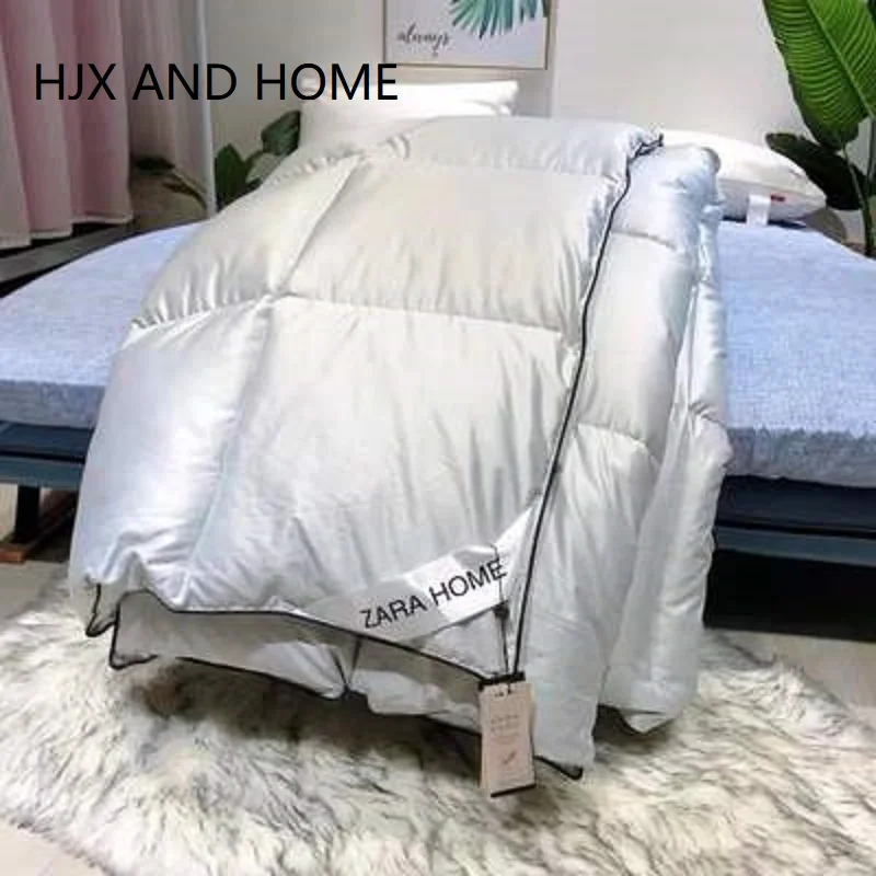 Роскошное и теплое одеяло из 95% гусиного пуха Стеганое удобное Хлопковое