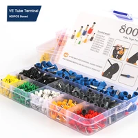 800pcs boxed ve tubular wire ferrules insulated crimp terminals kit for electrical cable terminator block cord end crimping kit