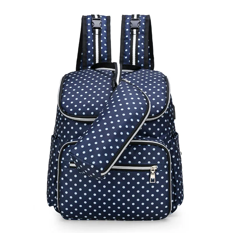 Dots Diaper Bag LEQUEEN пеленка мешок USB Мумия Материнство сумка большая мода кормящих путешествия рюкзак коляска детская сумка уход за ребенком подгузник рюкзак - Цвет: Dots Diaper Bag
