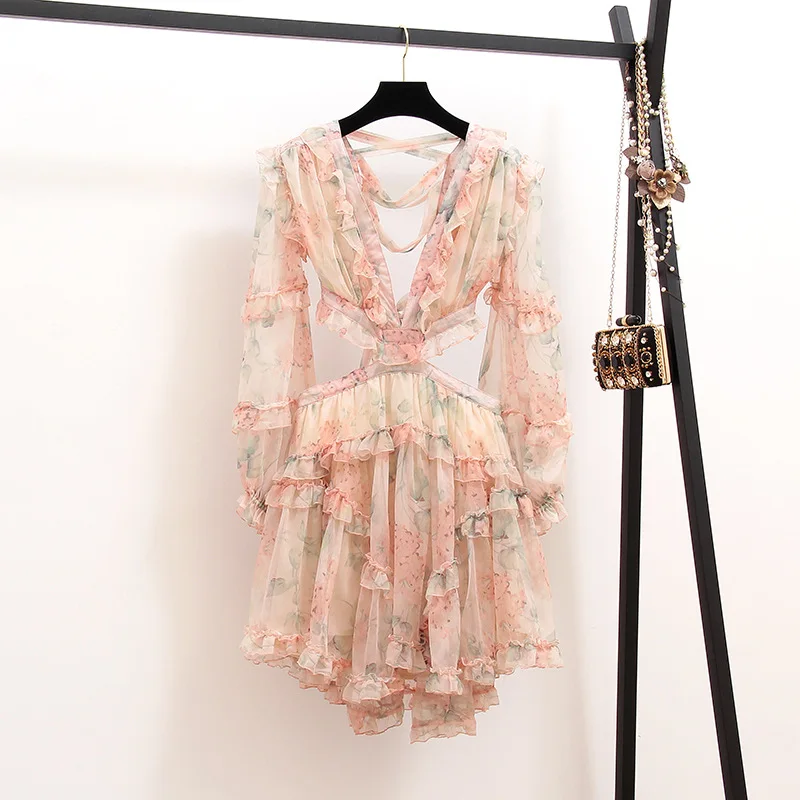 

2020 Women Sexy Chic Fashion Ins Lacing Floral Pleated Dress Elegant Prom Celebrity Bodycon Party Dress Vestido