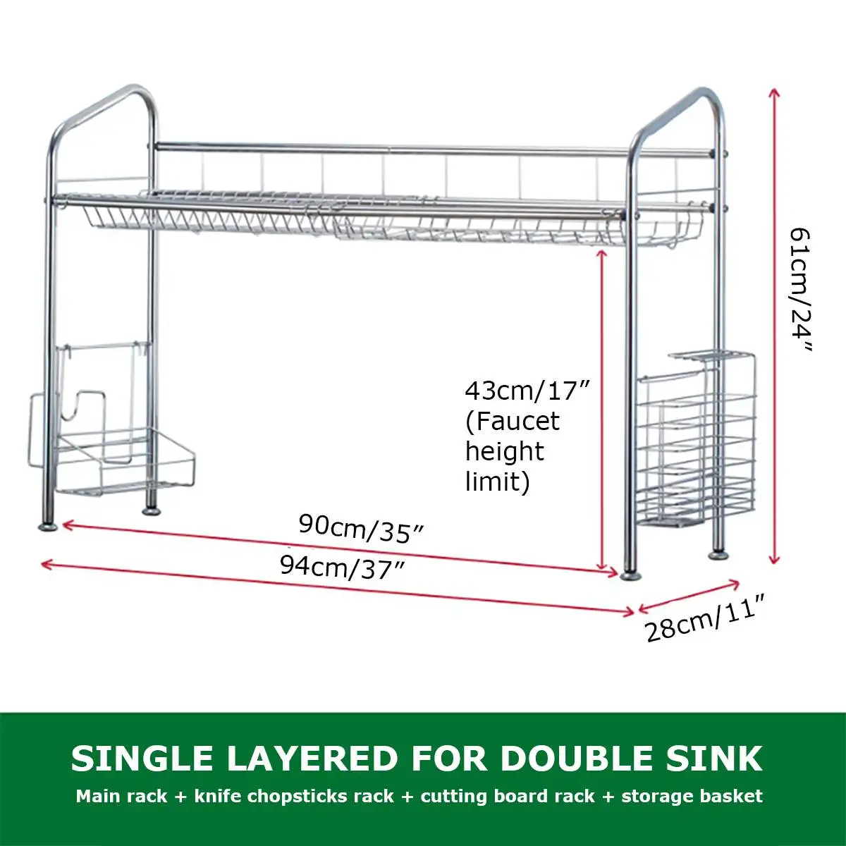 

Kitchen Shelf Dish Organizer Drying Rack Over Sink Utensils Holder Bowl Dish Draining Shelf Kitchen Storage Countertop Organizer