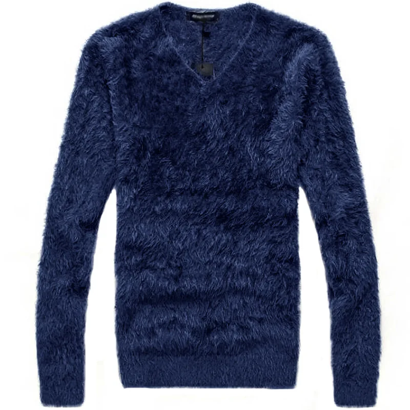 Men Long Hair Sweater Round Neck Pullover Male Knitting Unlined Slim Fit Warm Cashmere Sweaters | Мужская одежда