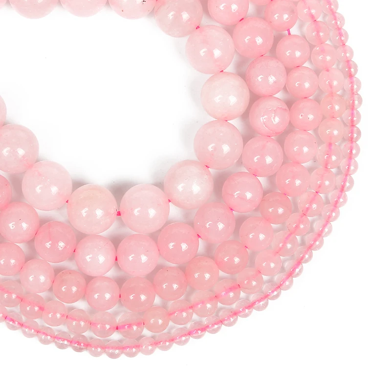 Бусины из натурального камня розовые кварцевые круглые бусины для изготовления