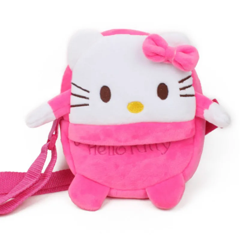 Белый Плюшевый Рюкзак через плечо hello kitty, детские сумки, кошелек, мультяшная сумка для детей, школьный рюкзак с животными для мальчиков и девочек, подарки - Цвет: Белый