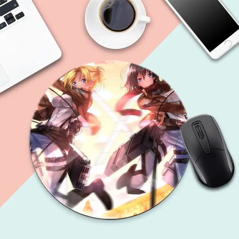 

Attack On titan hot anime Laptop Gaming Mice Mousepad Round Non-slip Cushion