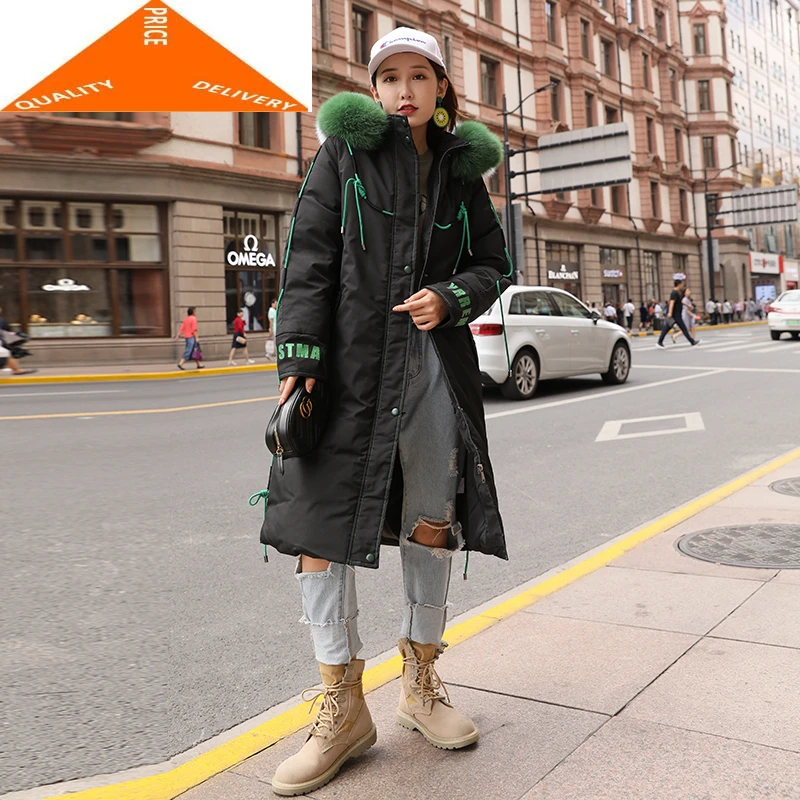 

Jacket Winter Women's Thick Warm 20% Duck Coat Female Real Raccoon Fur Hooded Long Down Jackets and Coats Hiver 92007