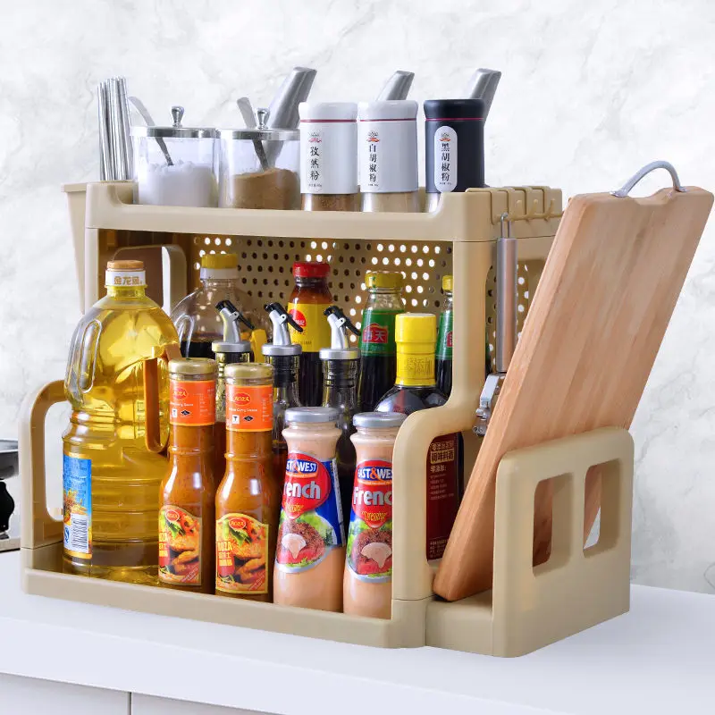 

Kitchen Racks Supplies Utensils Storage Rack Floor Storage Rack Knife Rack Double Rack Seasoning Seasoning Rack Kitchen