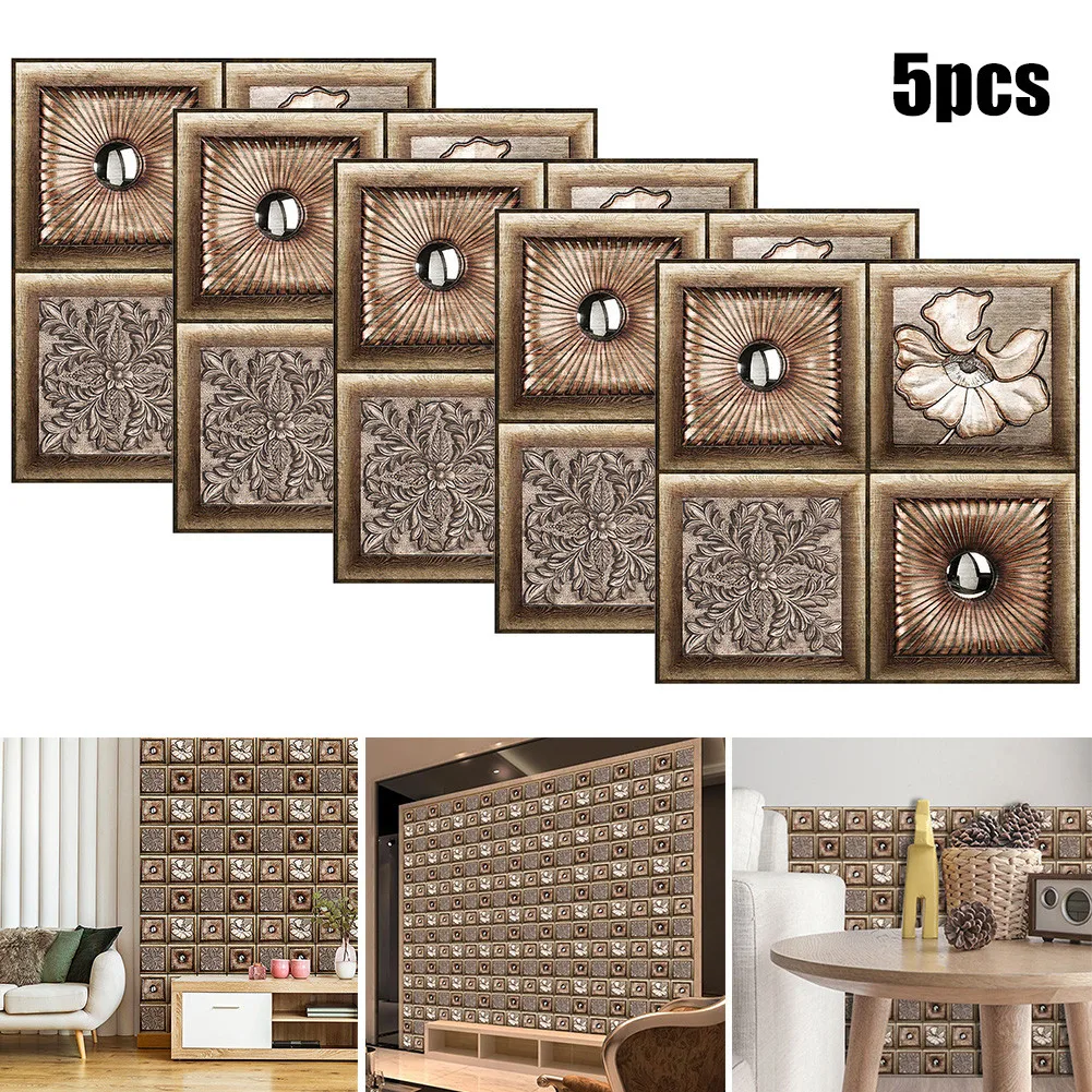 

5pcs 30x30 Cm Pvc Wall Sticker Self-Adhesives Kitchen Wall Tiles Stickers Bathroom Mosaic Stickers Peel
