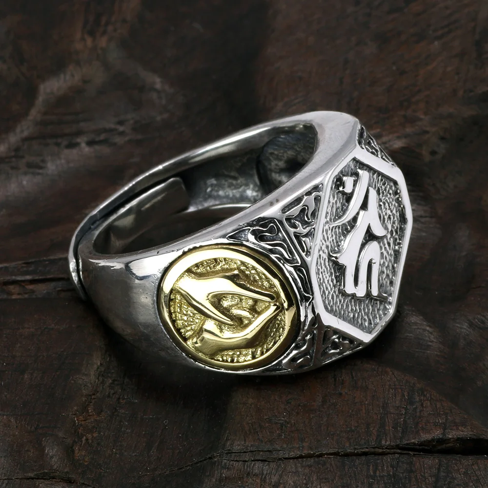 Тяжелые твердые 925 пробы серебряные мужские кольца перстни мантра Ом Мани Падме