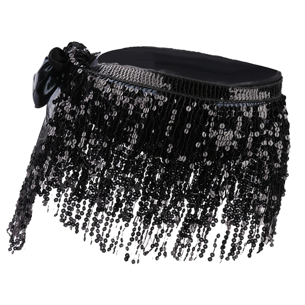 Модная женская юбка для танца живота черная блестящая с кисточками|Танец живота|