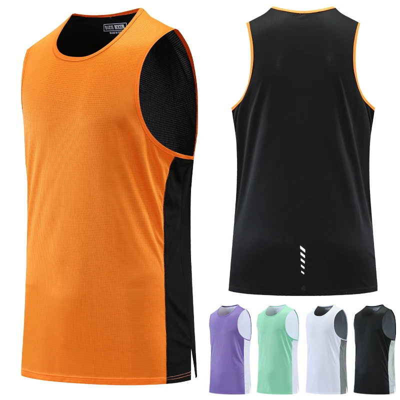

Men Mesh Vest Breathable Training Fitness Sleeveless Thin Quick Dry Running Gyms Tank Tops Patcwork Color Sport Singlet