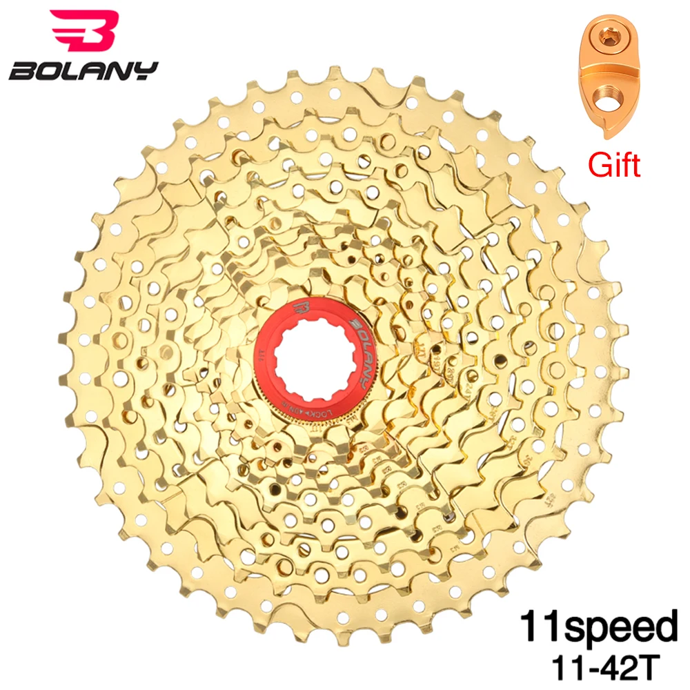 

BOLANY MTB 11Speed Bike Gold Cassette11S 11-42T Ultralight Golden Freewheel Mountain Bicycle Parts For XX1 XT M8000 SLX M7000