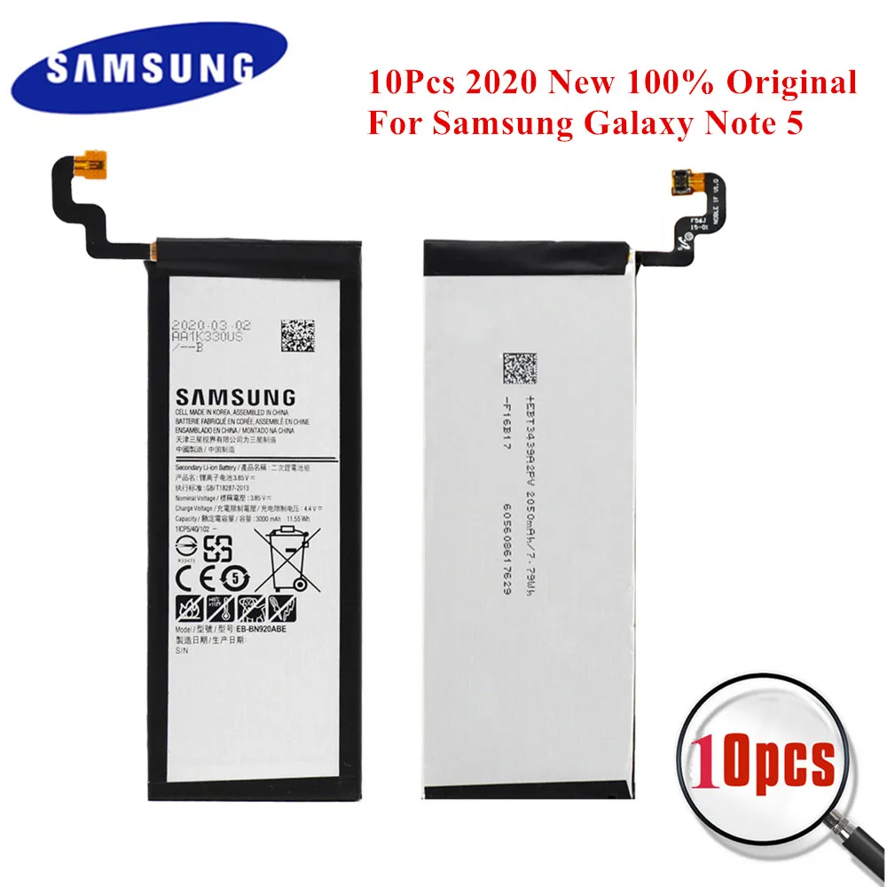 10 шт. 2020 новый оригинальный аккумулятор для Samsung Galaxy Note 5 SM N920 N920F N920T N920A N920I N920G N9200 EB