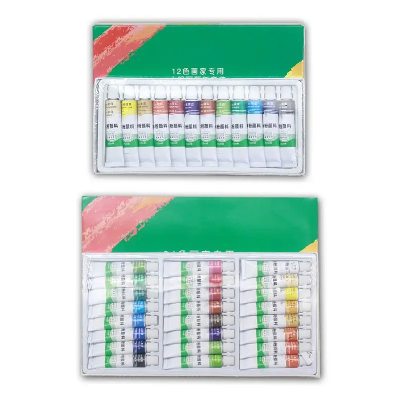 

12ml 12/24 Colors Professional Gouache Paint Tubes Set Draw Painting Pigment Art J2HC