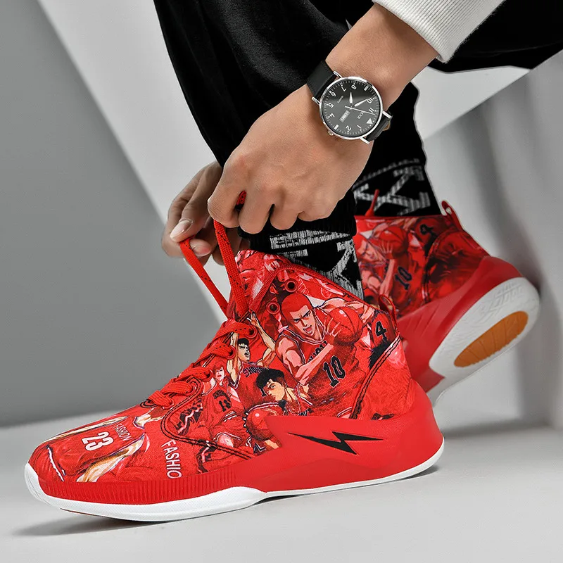Fashion Cartoon Painting Hip hop Basketball Shoes Men Red Non-slip High top Platform Basketball Sneakers Men bambas hombre 2020