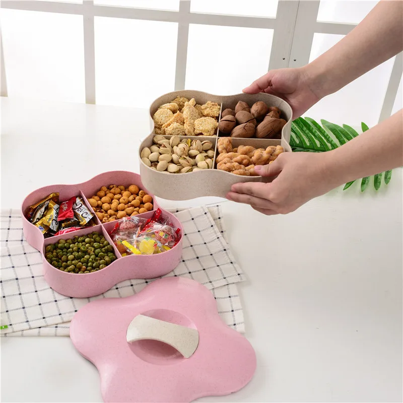 Двухслойная пластиковая коробка для конфет закусок четырехлистный клевер