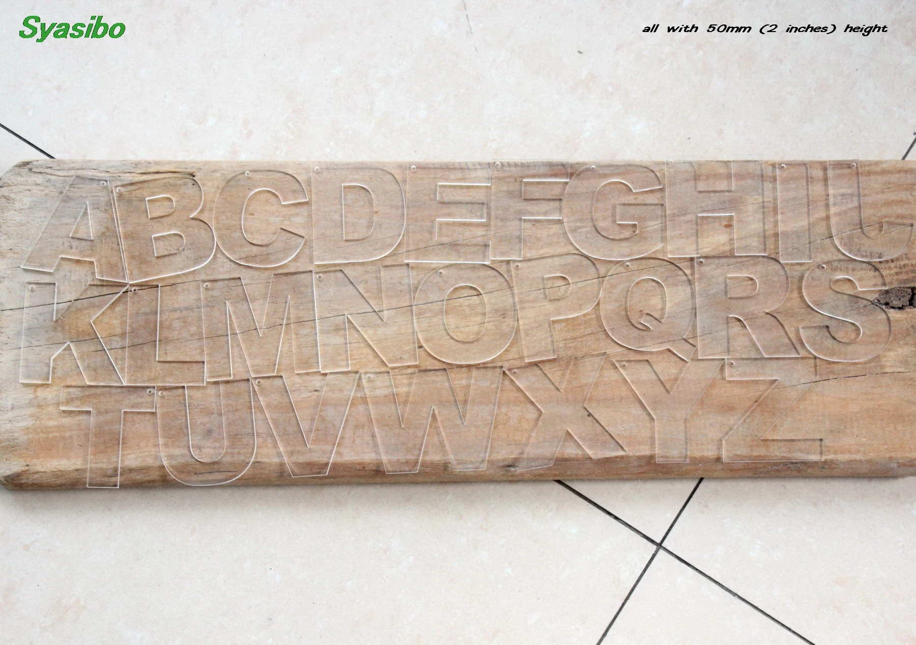 (26 шт./партия) 50 мм акриловые алфавитные брелки пустые прозрачные ожерелья по