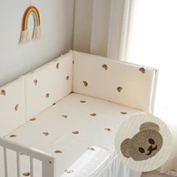 60x30cm embroidery bear toddler baby crib bumpers pad for infant cot safety universal anti collision cotton liners protector