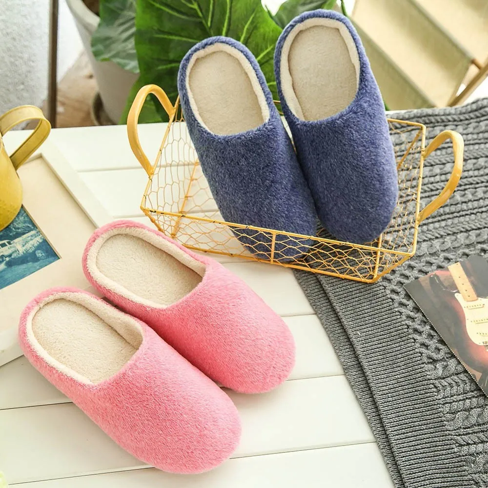 

2020 Unisex Winter Home Floor Soft Women Indoor Slippers Outsole Cotton-padded Shoes Home Slippers Short Plush Warm Soft Chancla