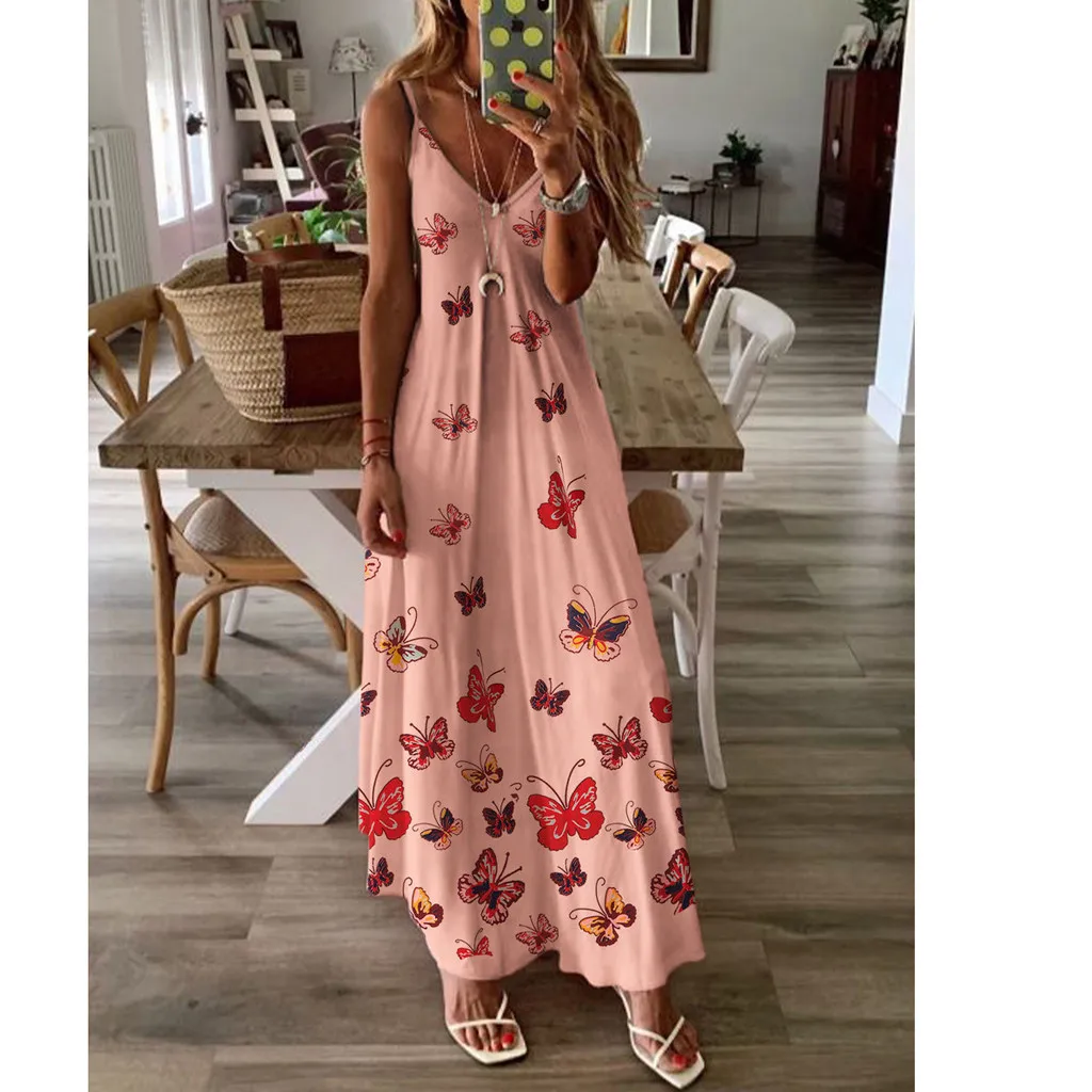 Летнее Длинное платье для женщин сексуальное с галстуком краской без рукавов v