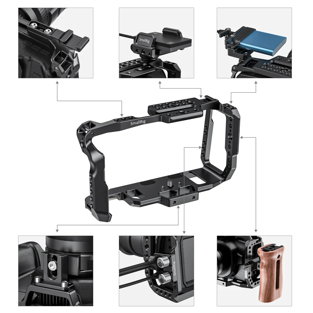 SmallRig клетка для Blackmagic Design карманная Кинокамера 4K BMPCC 4 K/BMPCC 6K с отверстиями рельсов