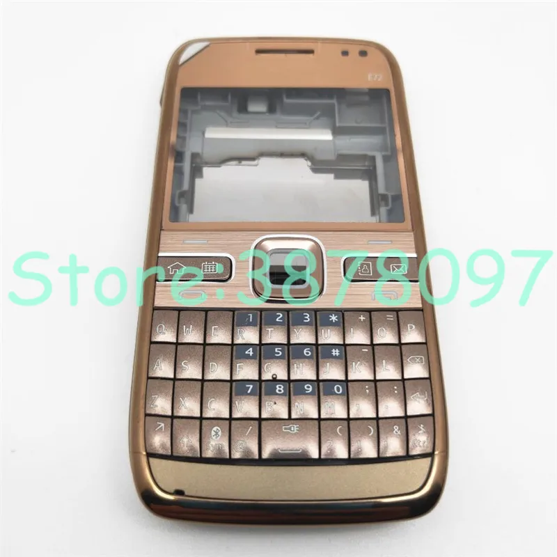Gold Для Nokia E72 Корпус Передняя Лицевая панель рамка чехол+ задняя крышка/крышка батарейного отсека+ клавиатура+ логотип - Цвет: Gold