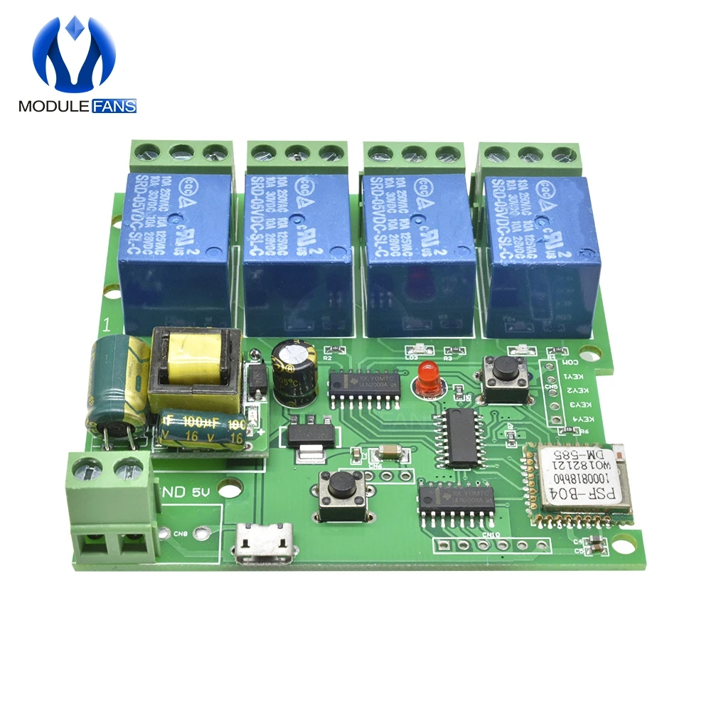 220V 4 Channel 433M wireless Wifi Relay Module Phone APP Remote Control WIFI Switch Jog SelfLock Interlock For Android for IOS |