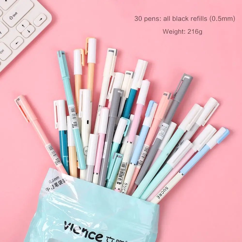 30 шт/50 шт 0,38/0,5 мм большая емкость набор гелевых ручек Bullet Journal ручки neuter ручки милые стационарные каваи школьные принадлежности - Цвет: 75643