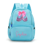 Сумка с вышивкой, персонализированный детский танцевальный рюкзак для девочек, розовая балерина, спортивная сумка для балета, сумка через плечо для балета