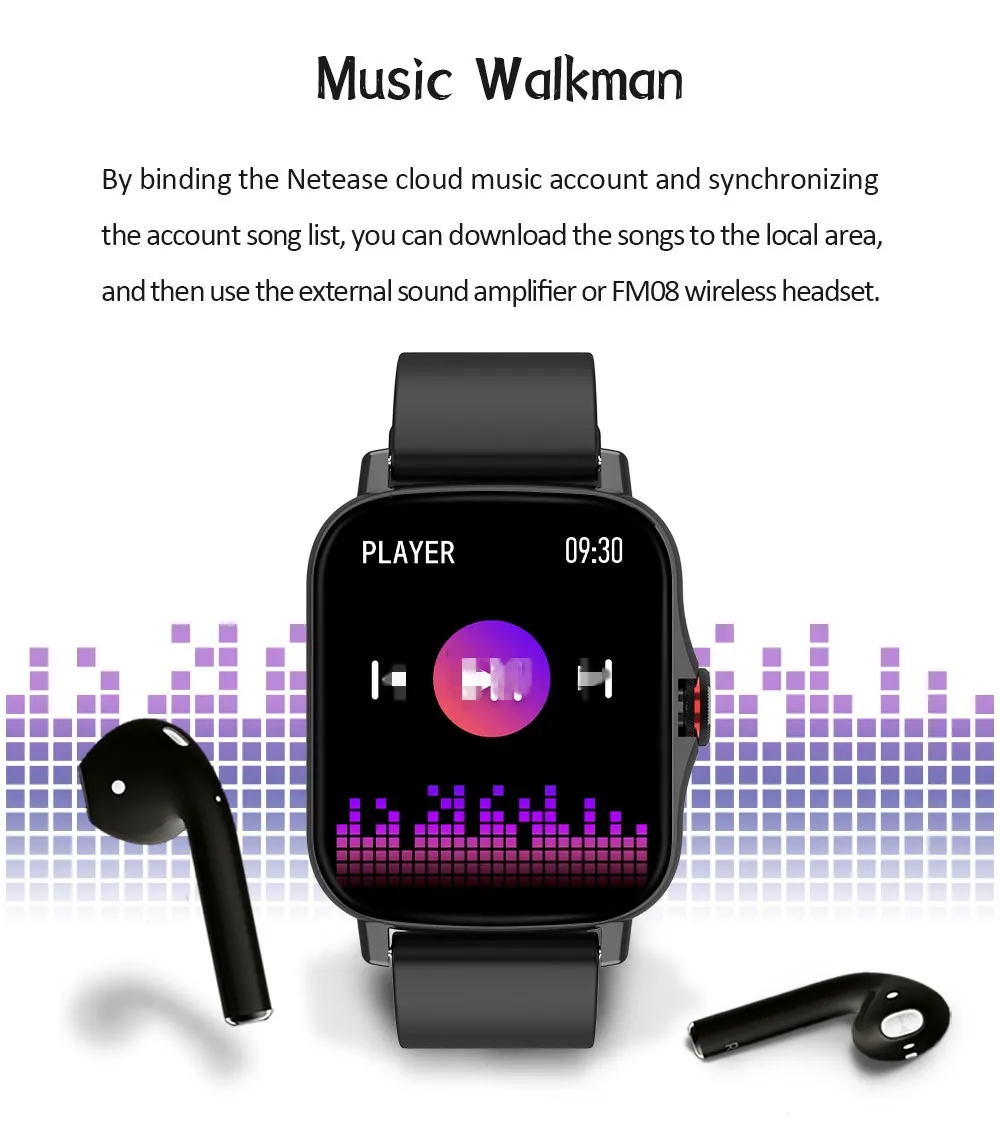 

FM08 Bluetooth Call Smart Watch 1.69" Full Touch Screen Fitness Tracker Heart Rate Monitor GTS 2 Smartwatch For Android iOS