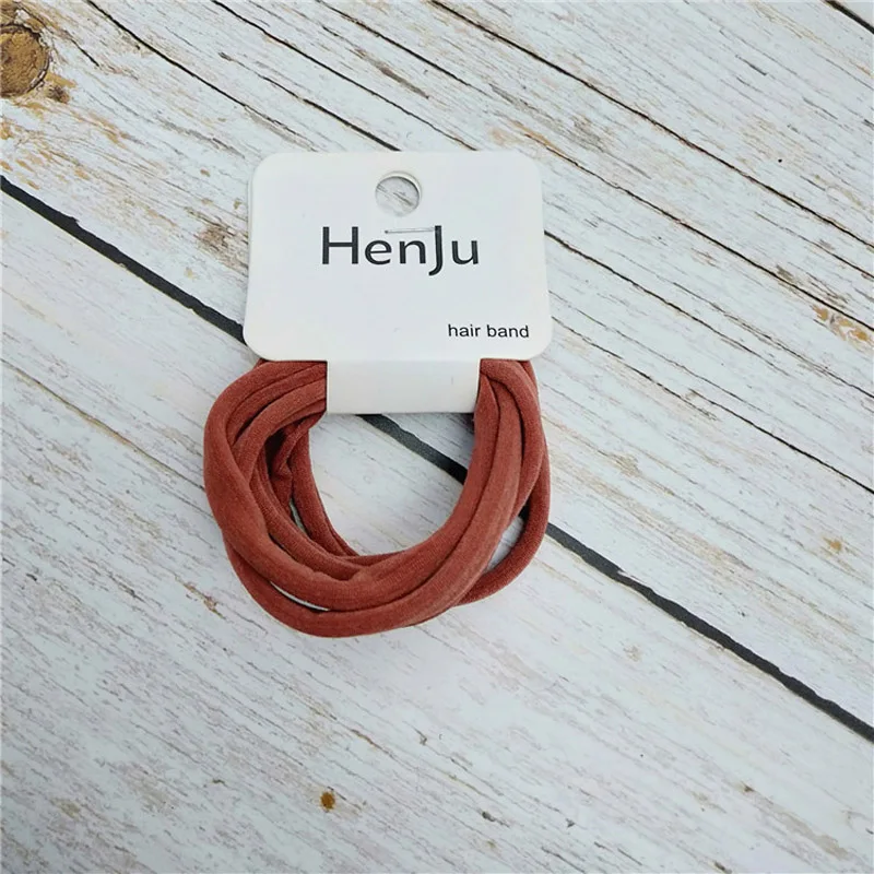 brown red 6 шт./компл. девочек Цветные волосы кольцо резинки для волос хвост держатель галстук канатная Резиновая лента, обтянутая тканью; Детские аксессуары для волос - Цвет: brown red