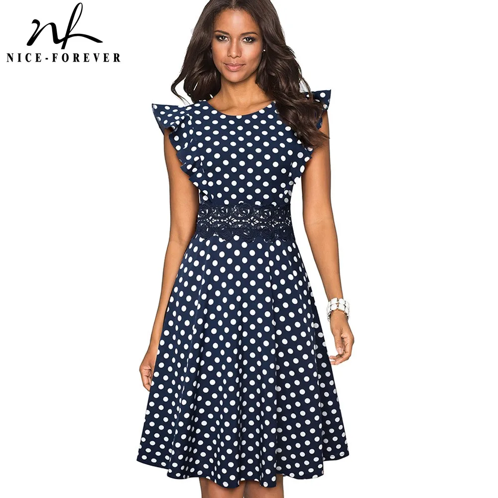 Хорошее forever ретро платье в горошек с рюшами на рукавах кружевные вечерние