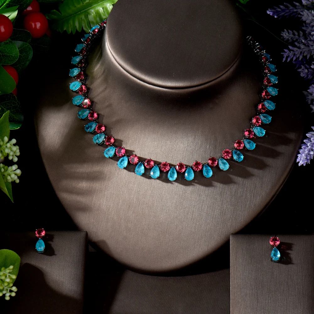 Hibrid Трендовое свадебное ожерелье серьги для женщин аксессуары полный кубический