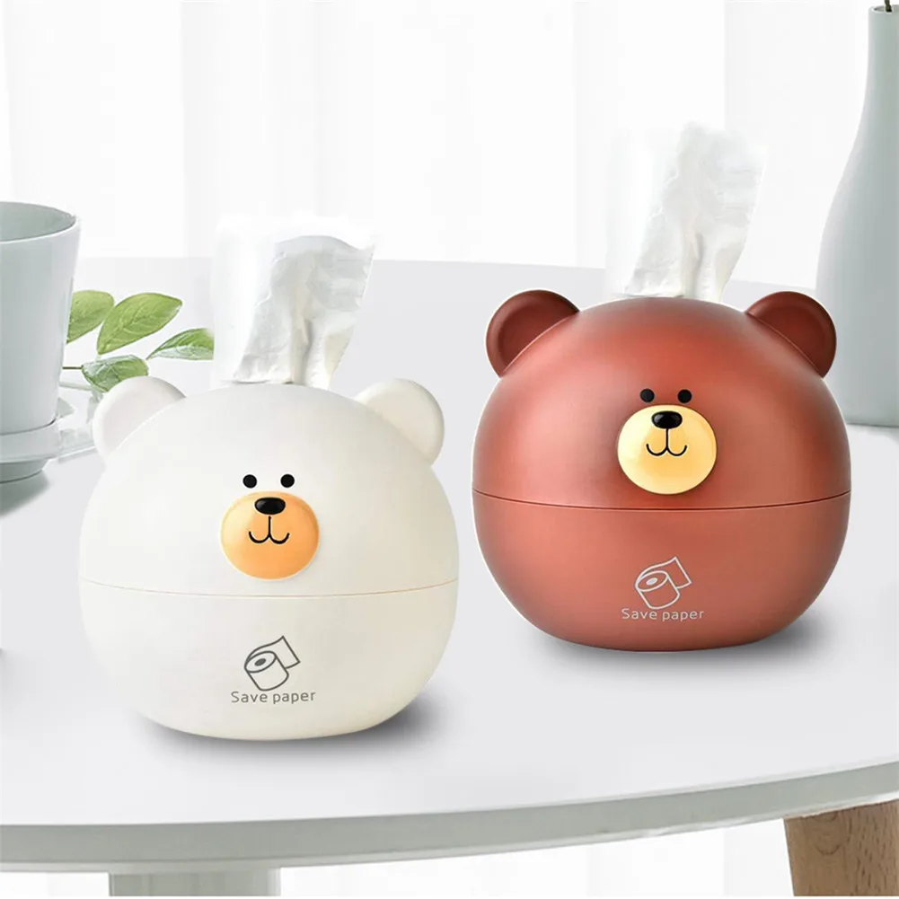 

Cute Bear Tissue Box Nordic Roll Paper Storage Box Round Shaped Tissue Box Container Towel Napkin Tissue Holder For Kitchen