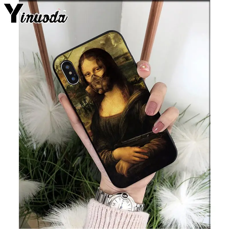 A5 Yinuoda Забавный чехол для телефона Mona Lisa Pet Cat TPU мягкий черный чехол для iphone 8 7 6 6S Plus 5 5S SE XR X XS MAX Coque Shell - Цвет: A5