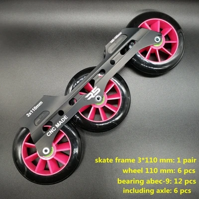 Скоростные коньки рама 3x110 мм с колесами ABEC-9 подшипником - Цвет: black frame n wheel