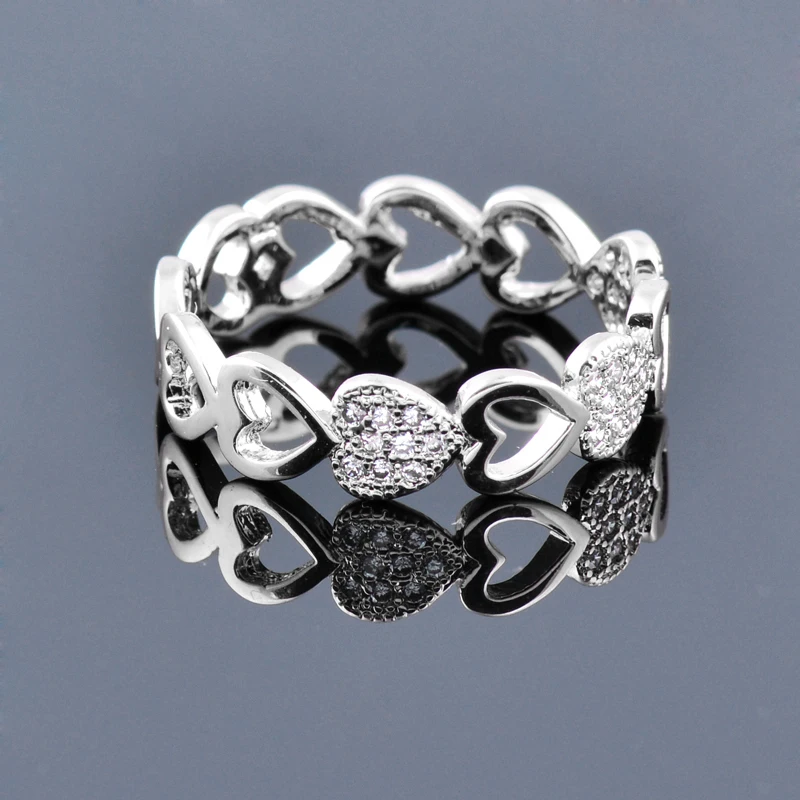 SINLEERY Романтические полые сердца для женские кольца цвета розового золота