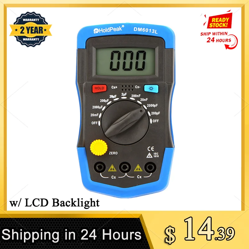 

DM6013L Handheld Digital Capacitance Meter Capacitor w/ LCD Backlight