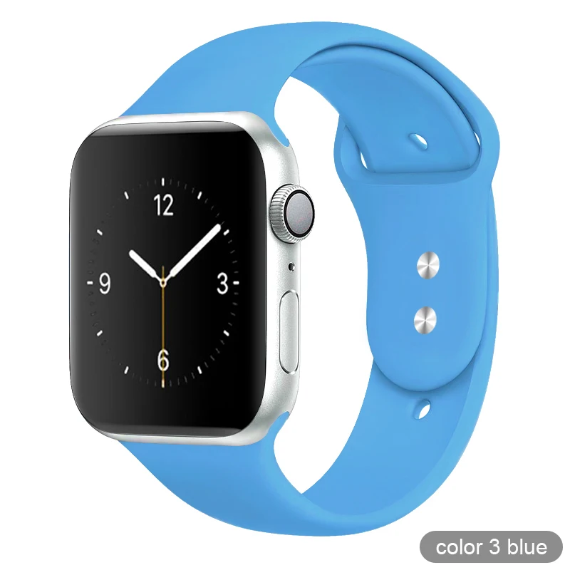 Цветной мягкий силиконовый спортивный ремешок для Apple Watch серии 1 2 3 4 5 38 мм 42 мм резиновый ремешок для часов 40 мм 44 мм iWatch 4/5 - Цвет ремешка: 03 Blue